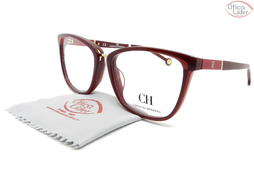 Carolina Herrera VHE814 col.0ar3 54 Acetato Bordô c/ Rosa e Dourado