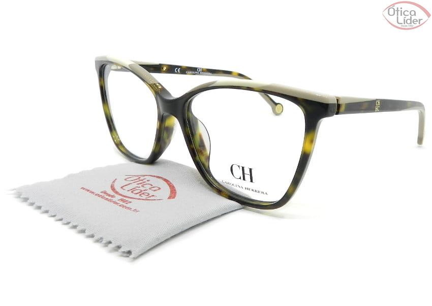 Carolina Herrera VHE835 col.0722 54 Acetato Tartaruga c/ Bege e Marrom