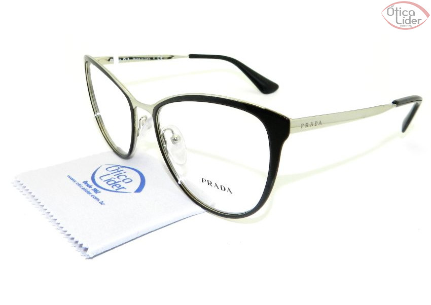 Prada VPR 55tv 1ab 1o1 54 Acetato Preto / Metal Prata