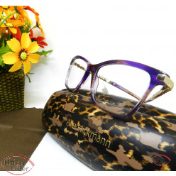 Armação Ana Hickmann AH6319 e03 55 Acetato Roxo Mesclado / Metal Dourado