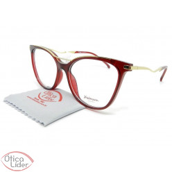 Armação Hickmann HI6128l t02 55 Acetato Vermelho / Dourado