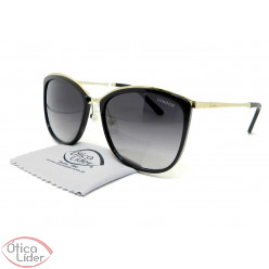 Óculos London LO L632 col.a 58 Acetato Preto / Metal Dourado