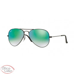 Ray-Ban RB 3025 002/4j 55 Aviador Metal Preto Lente Verde Degradê