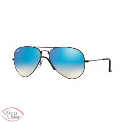 Ray-Ban RB 3025 002/4o 55 Aviador Metal Preto Lente Azul Degradê