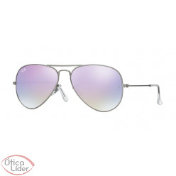 Ray-Ban RB3025 019/7x 58 Aviador Metal Prata Lente Lilás Degradê