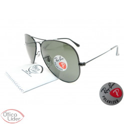 Ray-Ban RB3025l 002/58 62 Aviador Metal Preto Polarizado