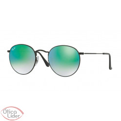 Ray-Ban RB 3447 002/4j 50 Round Metal Preto Espelhado Verde