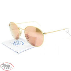 Ray-Ban RB 3447 112/z2 53 Round Metal Dourado Rosê Espelhado