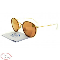 Ray-Ban RB 3517 001/z2 48 Round Dourado Dobrável Espelhado Rosê