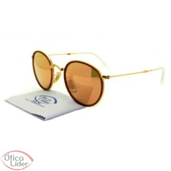 Ray-Ban RB3517 001/z2 51 Round Dourado Rosê Dobrável Espelhado