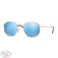 Ray-Ban RB 3548n 001/9o 54 Hexagonal Metal Espelhado Azul