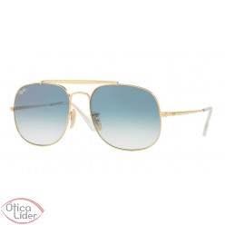 Ray-Ban RB 3561 001/3f 57 General Metal Dourado Azul Degradê