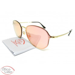 Ray-Ban Blaze Hexagonal RB3579n 001/e4 58 Metal Dourado Espelhado Rosê