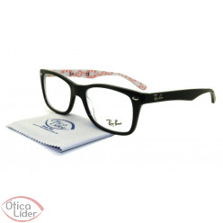 Ray-Ban RX5228 5014 55 Acetato Preto / Branco Decorado