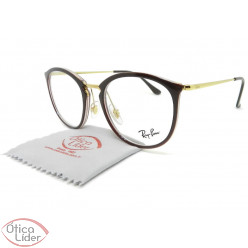 Ray-Ban RX7140 5971 51 Acetato Marrom e Cristal / Metal Dourado