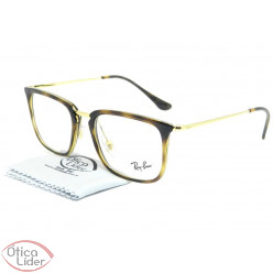 Ray-Ban RX7141 5754 52 Acetato Demi / Metal Dourado