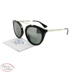 Prada Cinema SPR23s 1ab 6n2 52 Acetato Preto / Metal Prata Espelhado