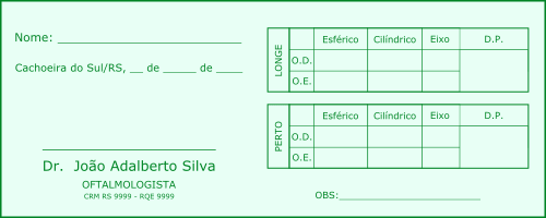 Informações na haste dos óculos